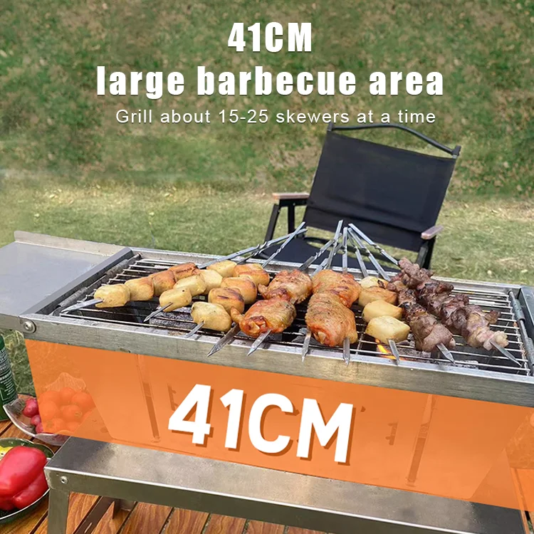 Commercial Quality Portable Charcoal Grills Multiple Size Hibachi BBQ Lamb Skewer Folded Camping Barbecue Grill for Picnic