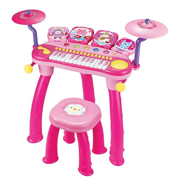 Jintoys Children 2 IN 1 Musical Instrument Toy 24 Key DJ Electronic Keyboard Piano Drum Combination Toy Set