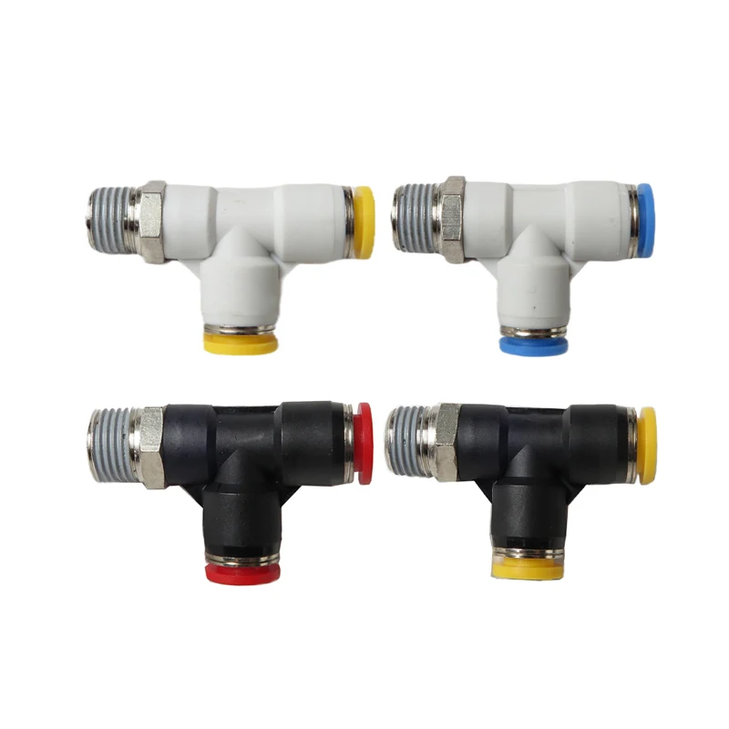 Black External Male Laterial Threaded Plastic Tee Tube Fittings Tee Type T-junction Tube Fittings Tee Joint Pipe Tube Fittings