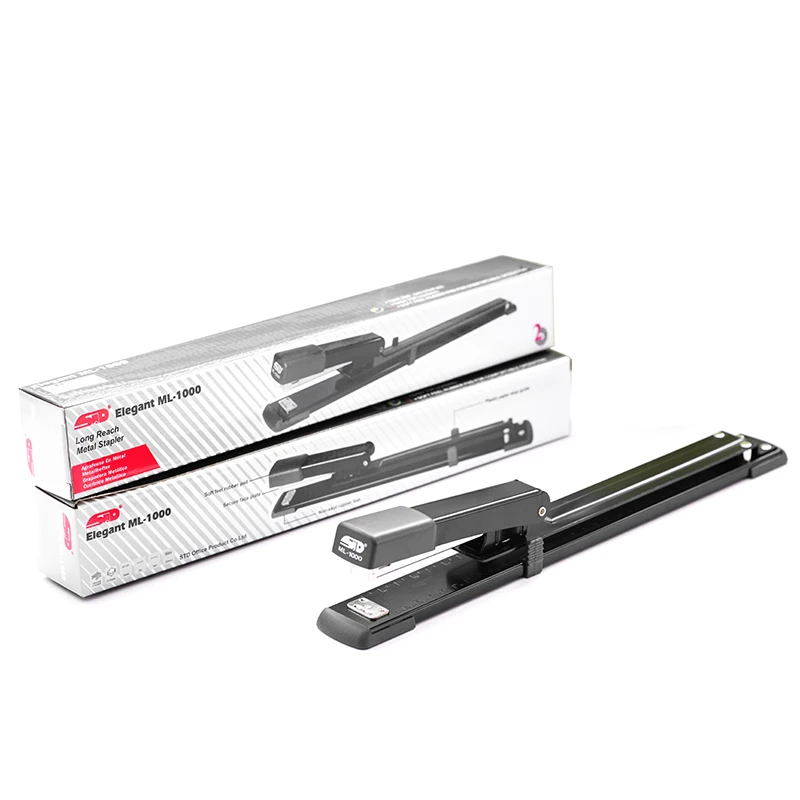 ML-1000 Black 24/6 1/4 Hand 25 Sheet Capacity Heavy Duty Book Magazine Binding Stapler Center Stapling Long Arm Reach Stapler