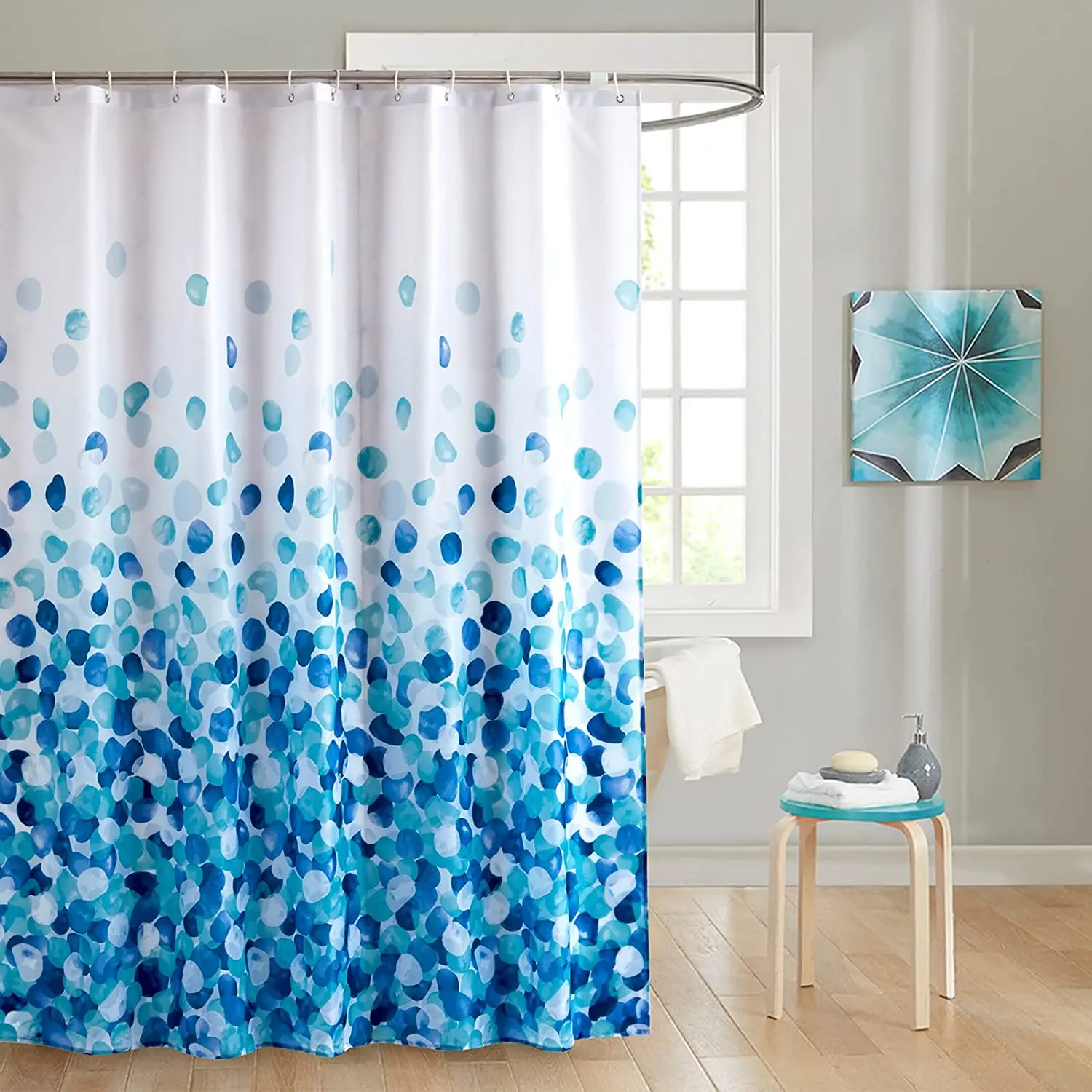 Misty Forest Shower rod Curtains Natural Woodland Modern National Bathroom Curtain Waterproof Bathing Cover with Hoops
