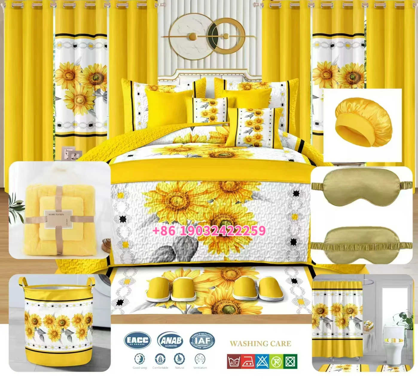 King Size 30pcs Bedspread with Curtains Fitted Bed Sheet Sets Bedroom Sets Sheets Bedding Set 30 Pieces Shower Curtain