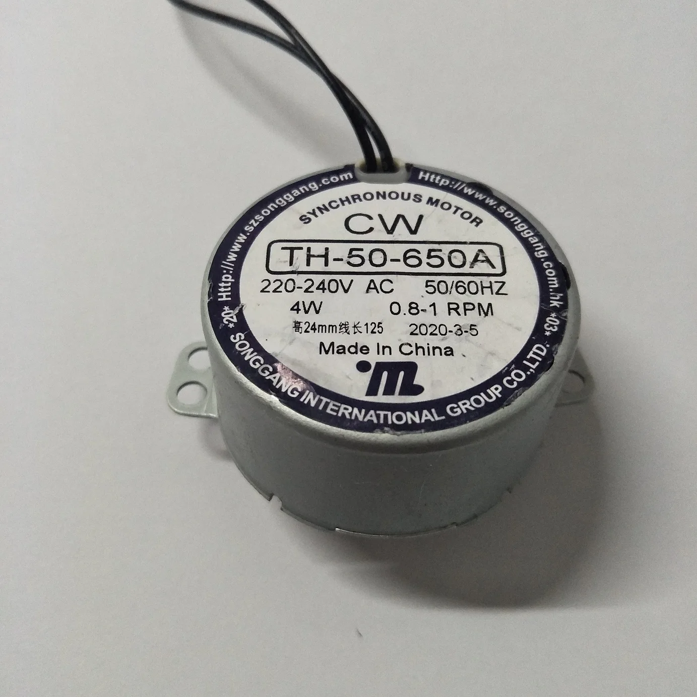 49TYD 49TYJ 49TYZ Ac synchronous motor 220v - 240v 0.8rpm 1RPM CCW class F high 24mm  shaft long 12mm with high temperature wire
