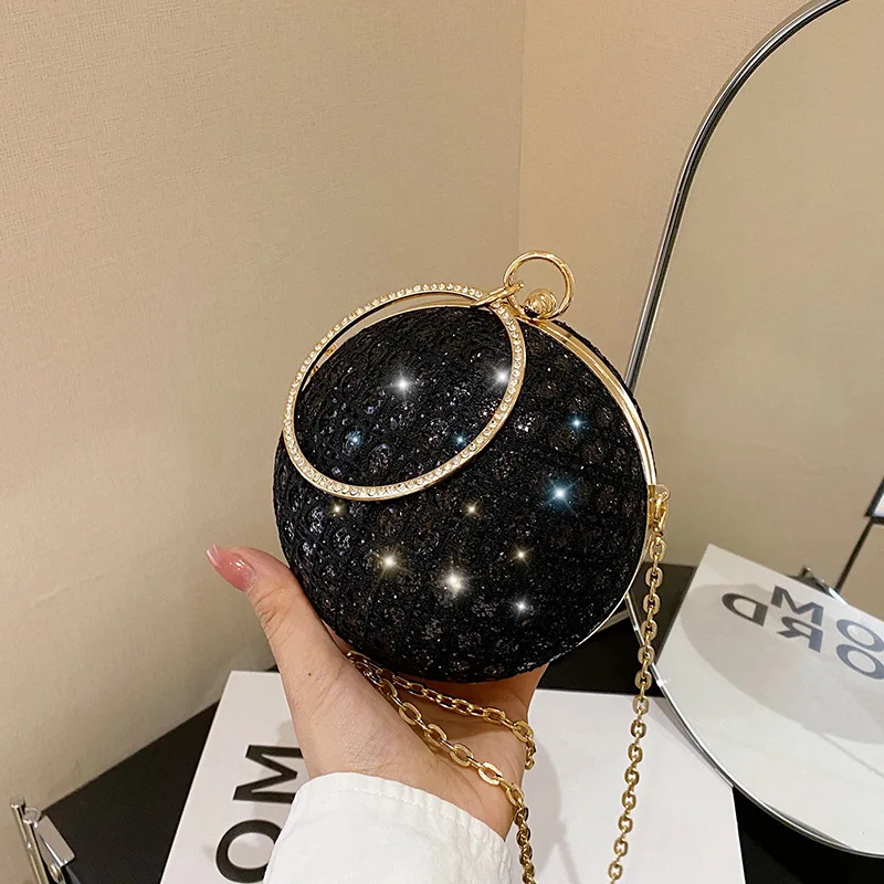 New Factory Wholesale  Circular Evening clutch Bag Crystal Dinner Party Wedding Purses and handbag luxury Designer shoulder bag
