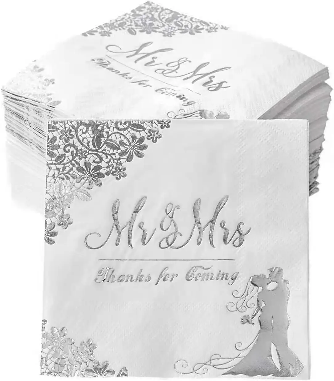 Wedding Napkins for Reception Mr and Mrs Wedding Cocktail Napkins