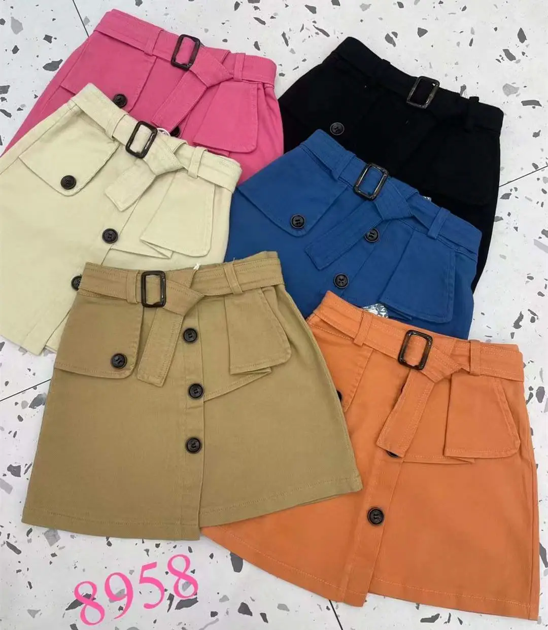 New Spring baby girls solid color skirts kids short cotton dresses children popular skirt