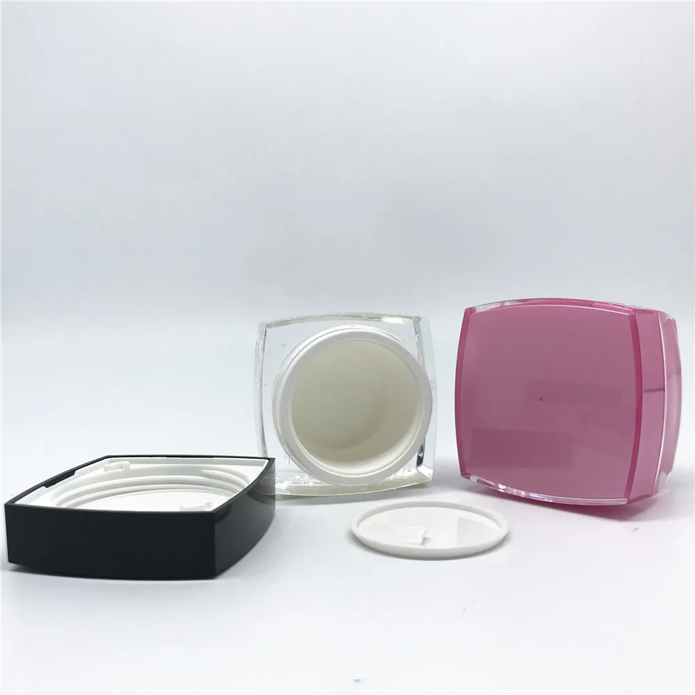 
Buy Best Price Custom Color Square Acrylic Cosmetic Double Wall Cream Jar with Lid 
