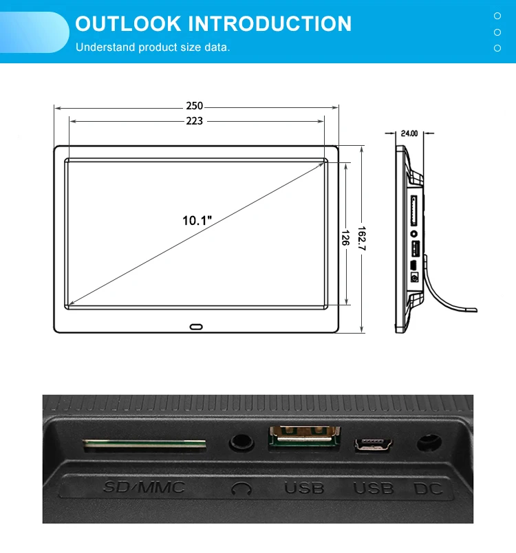 10 Inch hd Stretch Lcd Monitor for Advertising Table Display Screen Supermarket Video Player