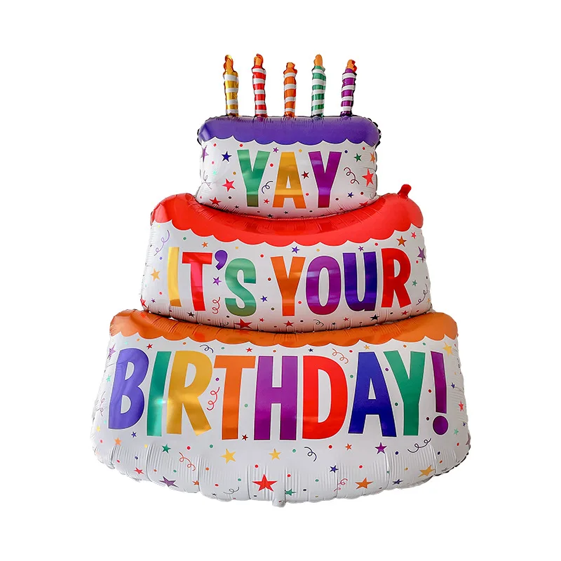 Huaming New Big Size Colorful Party Aluminum Film Balloon Supplies Cake Shape First Birthday Party Foil Balloon for Children