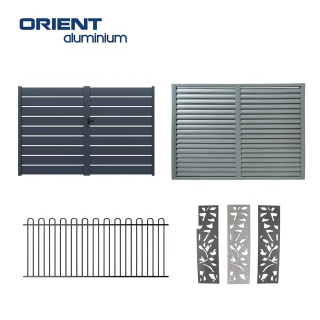 Decorative cheap laser cut wall farm horse garden privacy wood slat fence 1.2m high movable aluminium temporary fencing panels