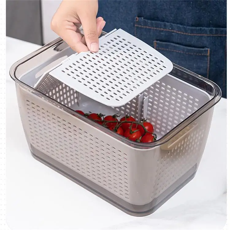 Multifunctional Plastic Kitchen Vegetable Basket Storage Organizer Stackable Refrigerator Baskets with Lids