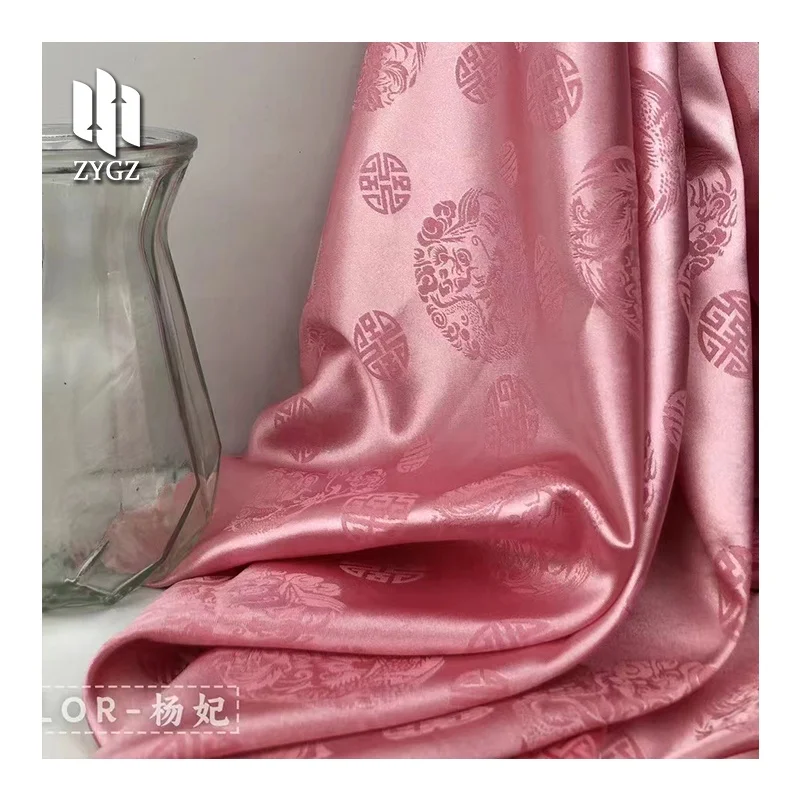 Wholesale High Quality 100% Polyester Smooth Soft Touch Feeling Satin Jacquard Fabric for Women Clothing Dress Garments