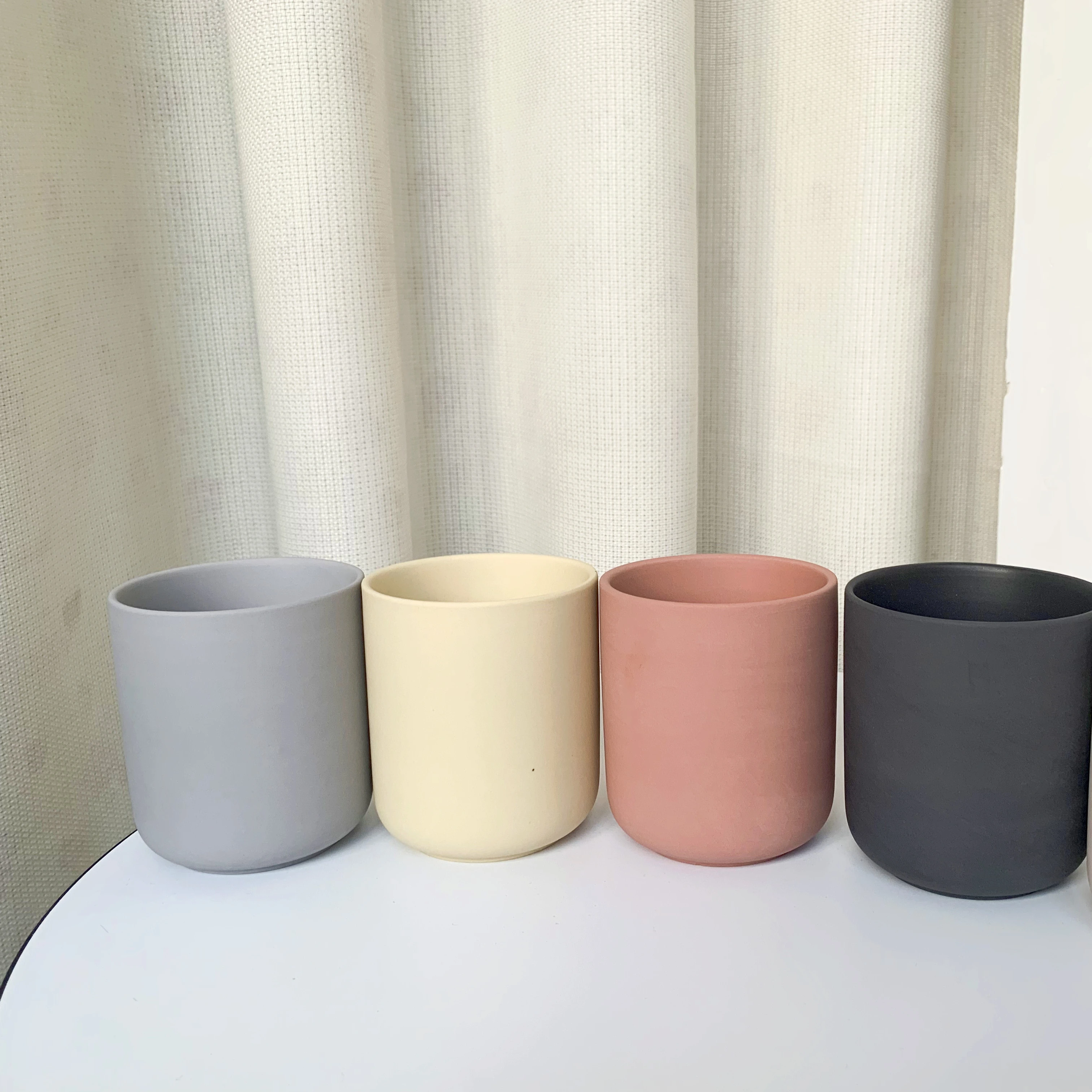 Reusable wholesale mat white porcelain tea storage scented candle vessels cups coffee canisters ceramic scented candle holder