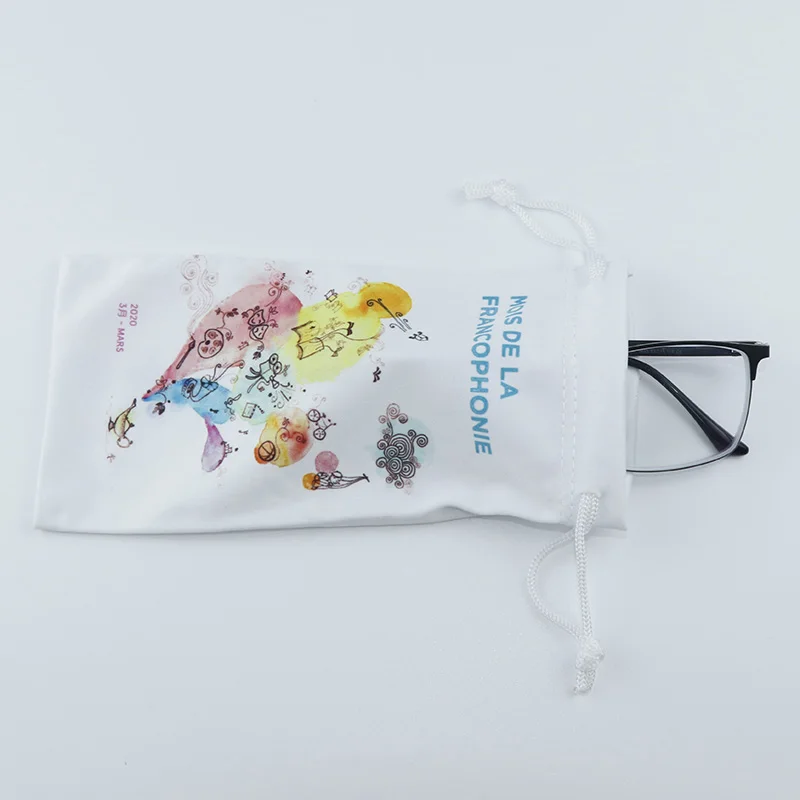 Hot sale portable microfiber soft cloth glasses bag drawstring sunglasses pouch