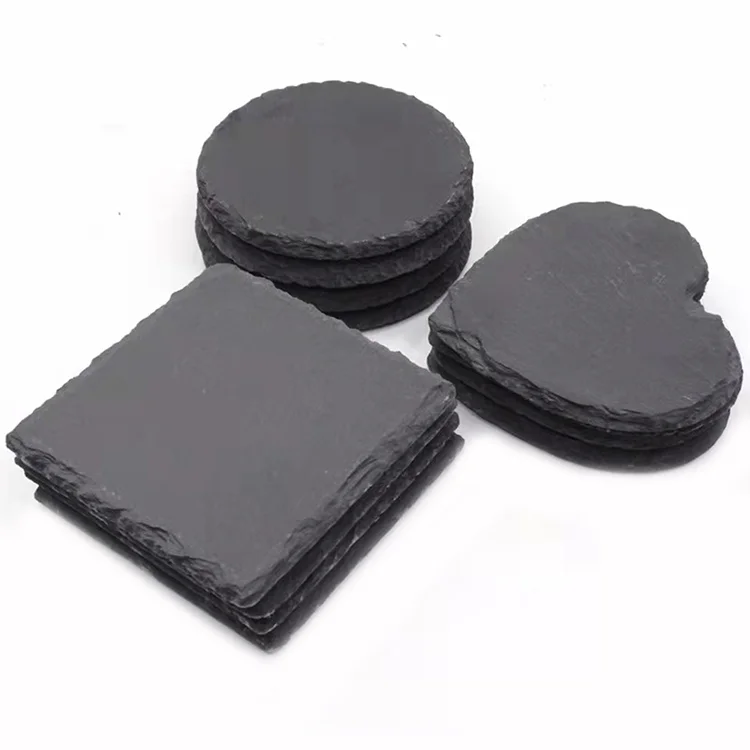 Hot Sale High Quality Sublimation Slate Coaster Customized Black Round Square Slate Coaster Laser Settings Slate Coaster In Bulk