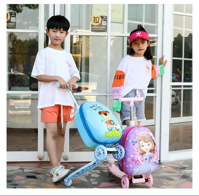 2022 Hot Sale Kids Skateboarding Suitcase Travel Luggage Children Trolley School Bag Travel Smart Luggage Wheeled Suitcases