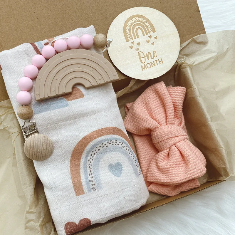 2023 Photography Props Infant Wrap Newborn Gift Set Bamboo Cotton Baby Muslin Swaddle Blanket Set