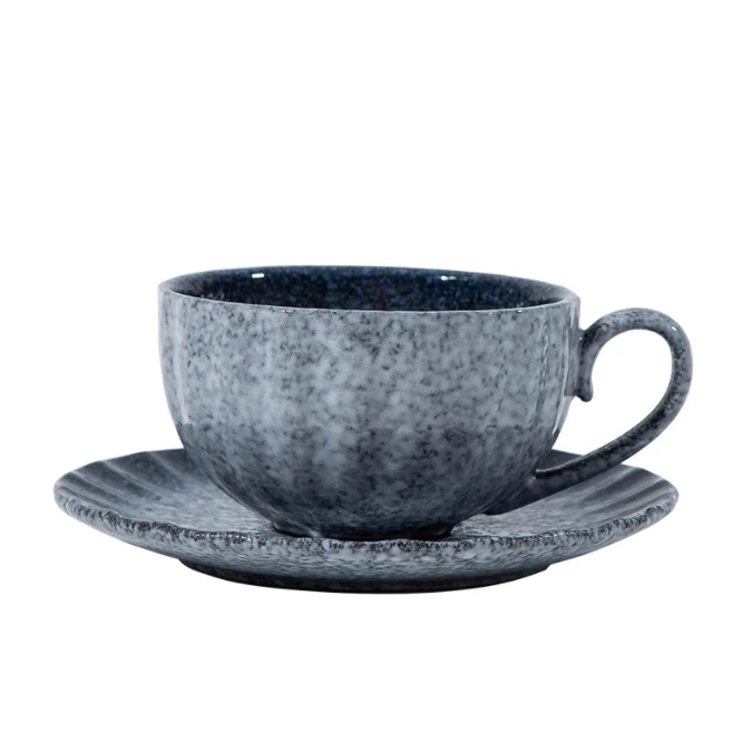 Wholesale Durable Modern Printed Espresso Tea Mugs Ceramic Coffee Mug Cups and Saucers Plate Set