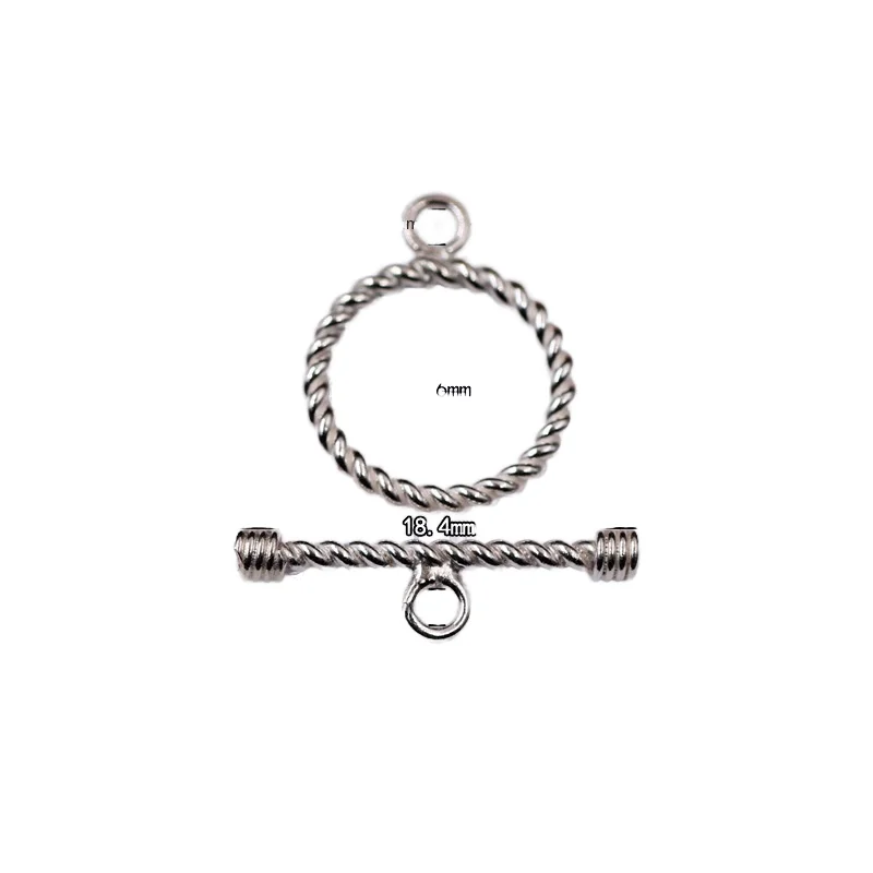 OT Button Simple Hook S925 Sterling Silver Button-Head Necklace Clasp Vintage DIY Bracelet Link Plain Silver Beads Unisex
