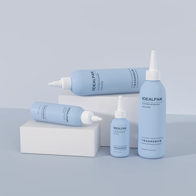 Empty luxury round plastic lotion Squeeze bottle Eco-friendly plastic hair oil applicator bottle with twist top