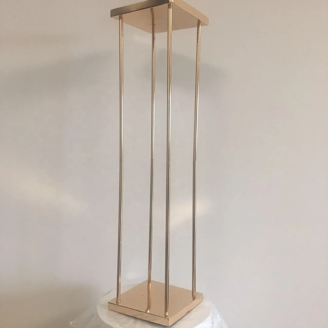 Бесплатная доставка) прямоугольная золотая металлическая Свадебная Цветочная ваза, Цветочная подставка для центрального стола sunyu710