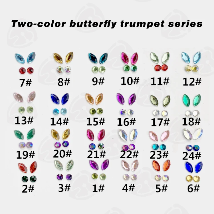 wholesale Color crystal butterfly rhinestone tooth beauty Flat bottom crystal dental diamond dental jewelry