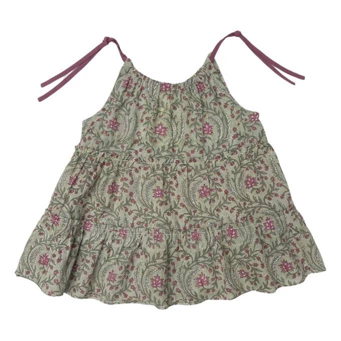 Summer Wholesale Girls Floral Printing Top Children Baby Infants Sleeveless Blouse