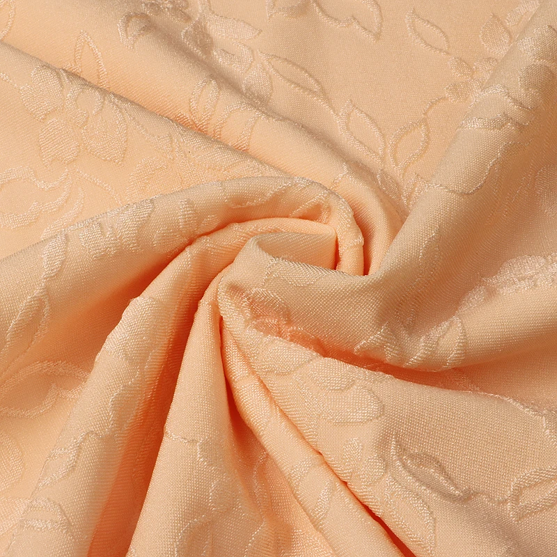 Breathable jacquard silk fabric 5 leaves flower jacquard spandex knitting for Premium sofa bedding