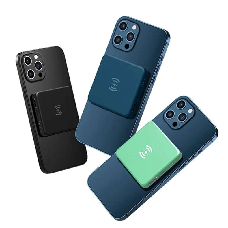 Магнитный Qi беспроводной портативный 5000 мАч аккумулятор Power Bank длятелефона 12 Дополнительный внешний зарядное