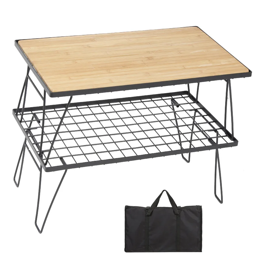 Outdoor furniture camping grid folding table portable barbecue table travel storage rack camping storage table