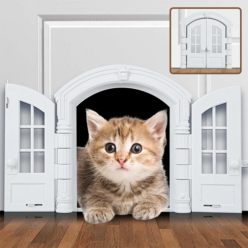 Easy Install Pet Sliding Magnetic Doors Home Pet Rotating Cat Door with Rotary