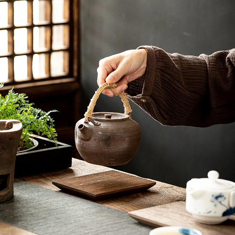 Japanese Retro Coaster Wooden Heat Insulation Pad Solid Wood Square Kung Fu Teapot Mat Tea Tray