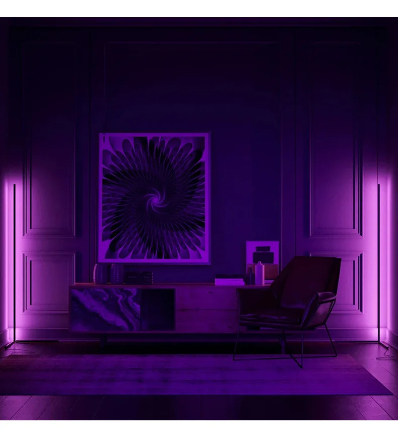 Современная черная светодиодная простая напольная лампа RGB для спальни меняющая цвет минимальная угловая подставка самая