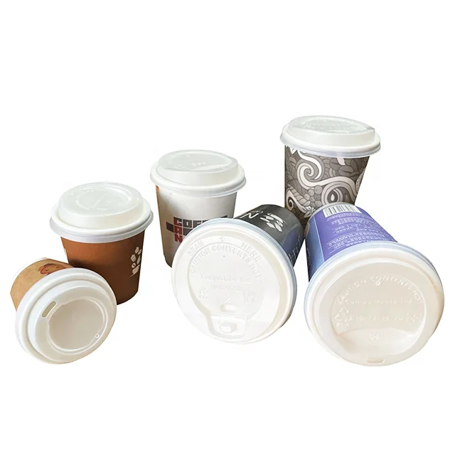 Food grade disposable take away black white pla coffee paper cup lids paper cup cover lid pla lid plastic
