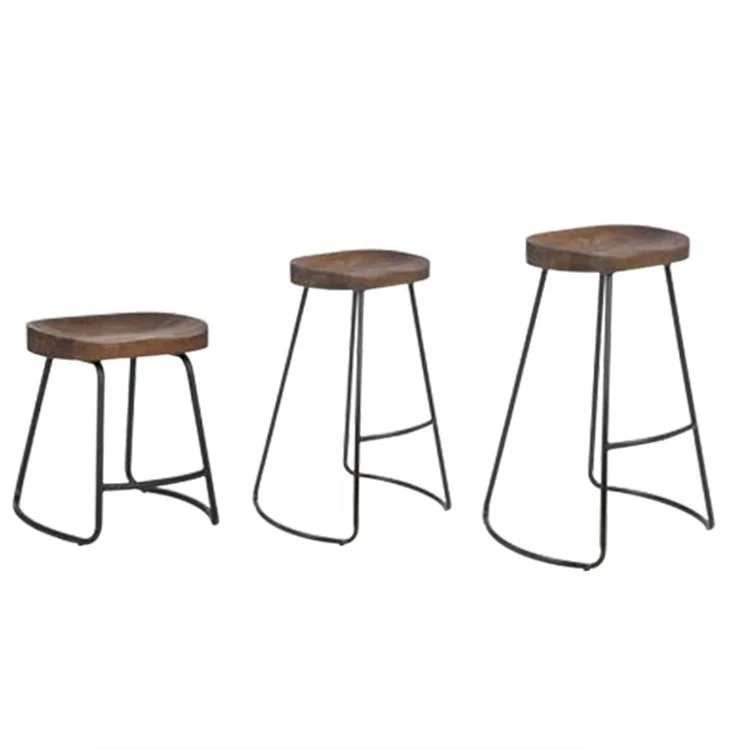 SM-1090W Vintage Tractor Bar Stool Retro Barstool Industrial Dining Chairs 65cm Wood