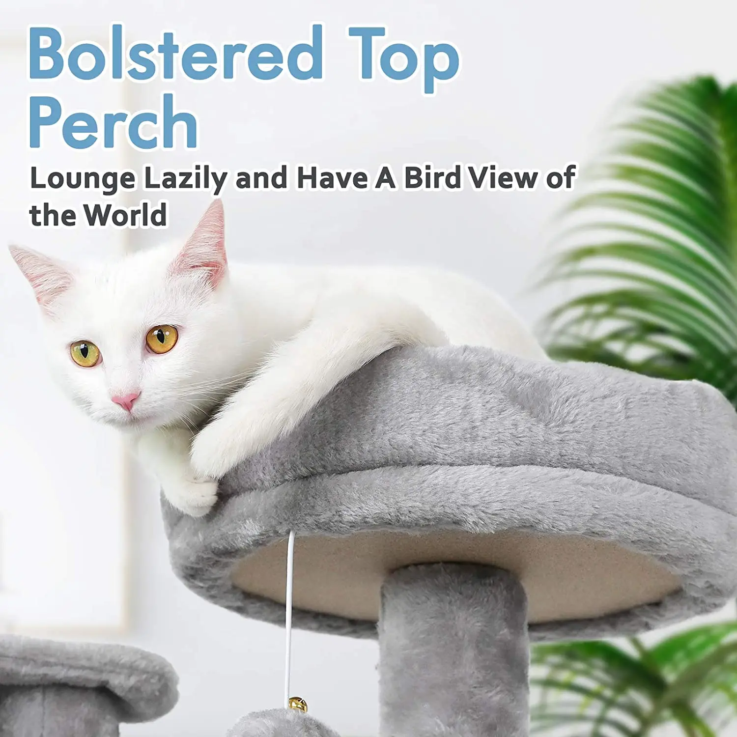 Wood Large Cat Tree Dark Grey Outdoor Cat Tower with Sisal-Covered Scratching Post Cat Condos Stand with Toys