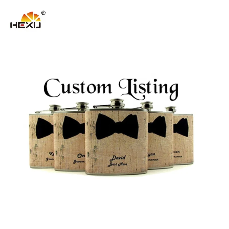 
Stainless Steel 6Oz Narure Wooden Hip Flask With Shot Glass And Funnel Set 