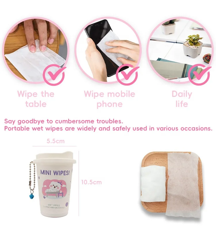 Pocket Wipes Custom Private Logo Mini Canister Refreshing Wet Wipes for Lady Gift