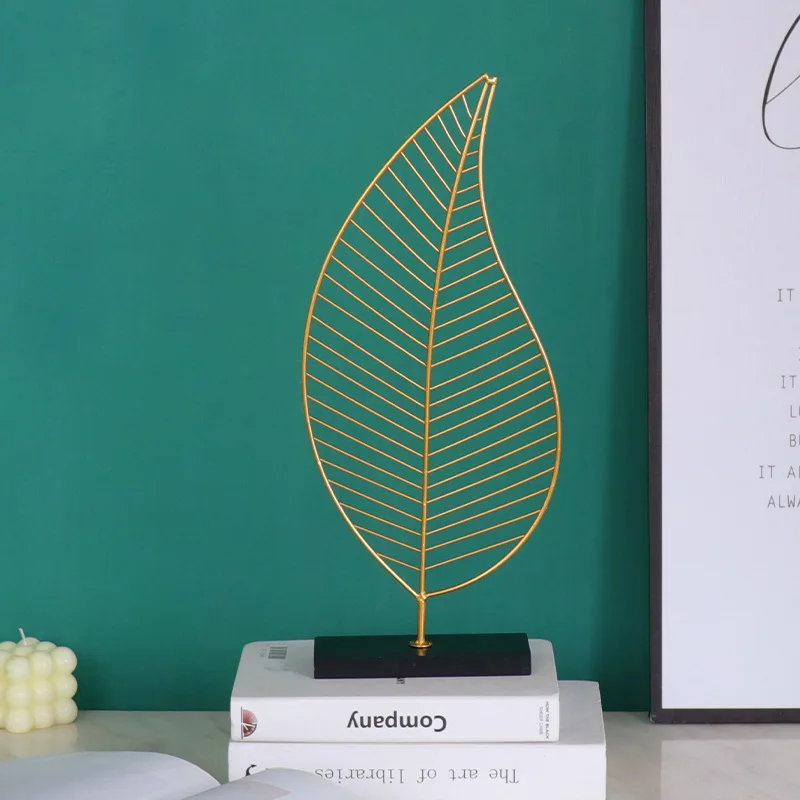 Simple Metal Leaf Ornaments Nordic Creative Home Wine Cabinet Office Living Room Desktop Metal Decoration