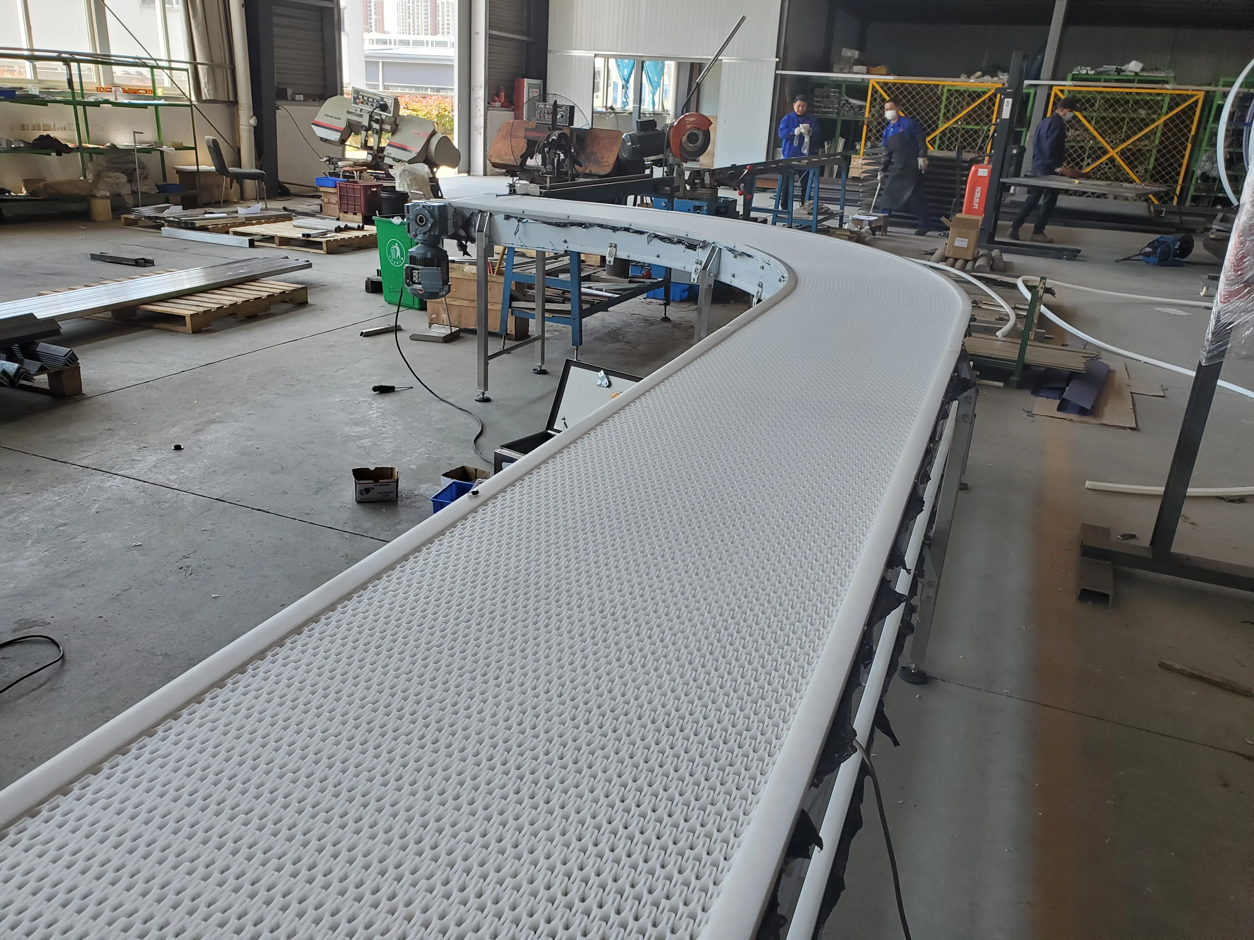 90 degree curve belt conveyor flat belt conveyor