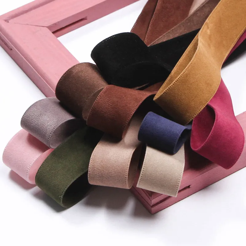 Fashion Sweet Double Sided Deer Skin Ribbon Velvet Ribbon for DIY Bow Hair Accessory