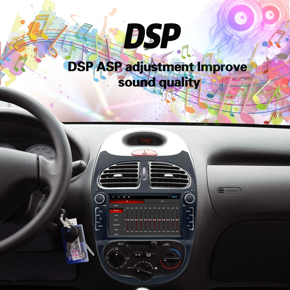 Android 11 Big Screen Player For Peugeot 206 2001-2008 4g+64g Built-in Wireless Carplay+android Auto