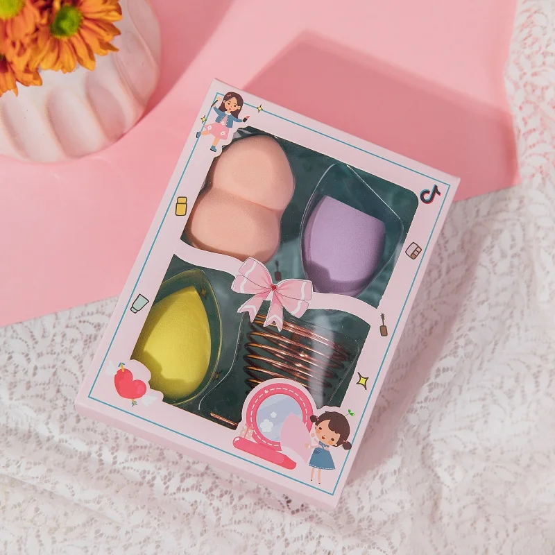 High Quality Multi Color Beauty Sponges Hydrophilicpolyurethane Makeup Blender Sponge with Exquisitepackaging Foundation
