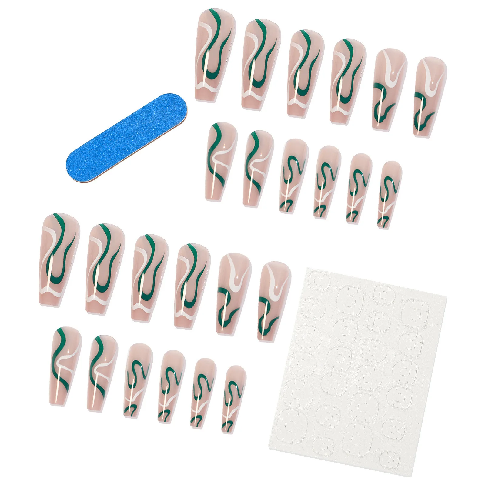 Neissry Stock Available 24pcs/ set Super Shiny French Style Full Cover Flat Square Coffin Press On Nails