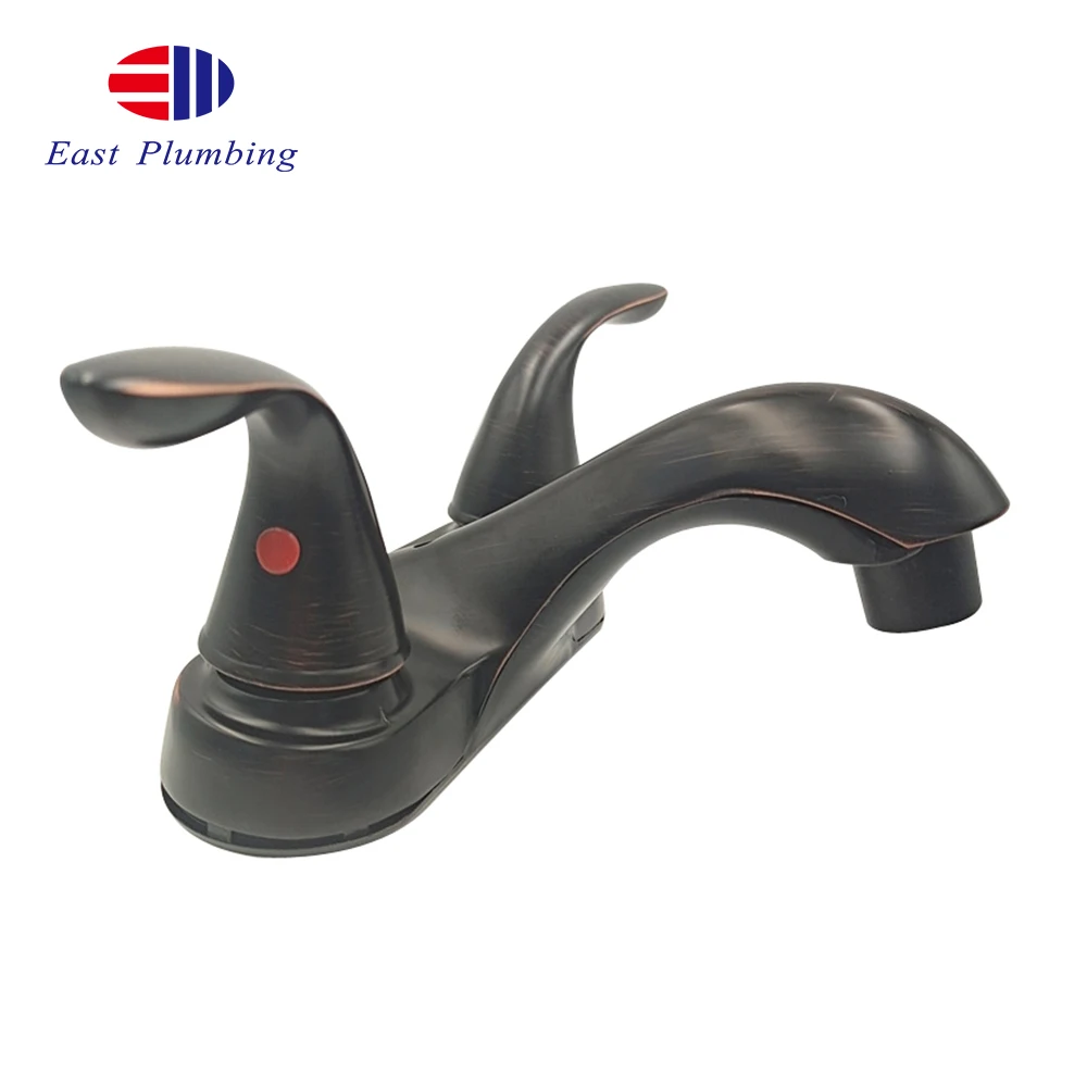 Deck Mounted Double Handle Bathroom Sink Mixer Water Tap Faucet