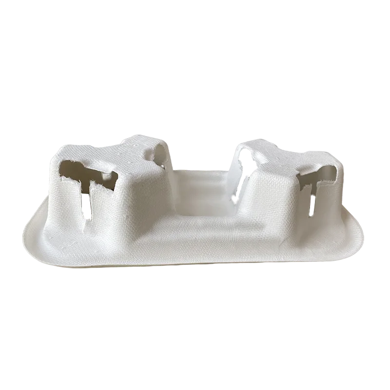 2-Cup Pulp Fiber Drink Carrier, to Go Coffee Cup Holder, Disposable Drink Carrier Tray for Hot or Cold Drinks