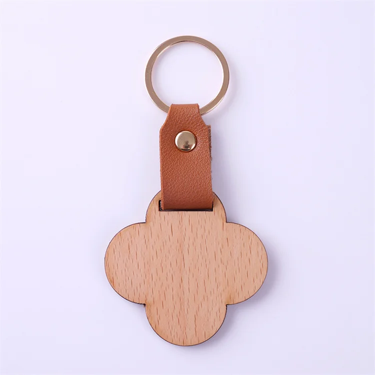 Wholesale Sublimation Wood Cute Logo Accessories Llavero Sublimation Key Chain Blank Custom Wooden Keychain