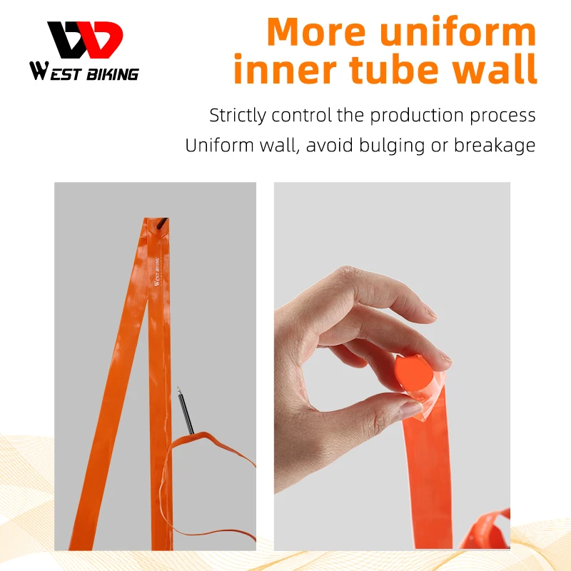 WEST BIKING 700C Road Bicycle TPU Inner Tube Nozzle Length 65 Small Orange Tire Cycling Accessories Mountain Bike Tires
