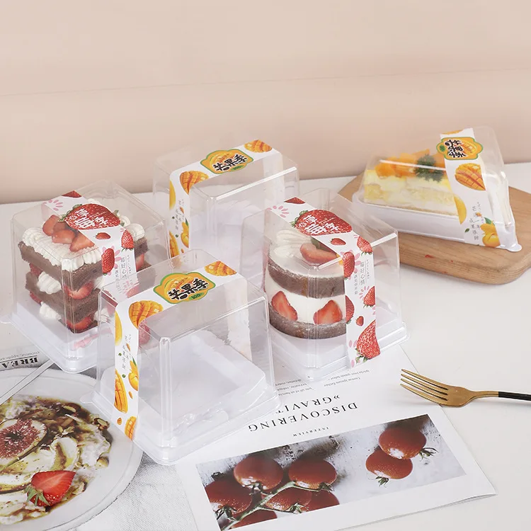 Takeaway food grade kraft paper container cardboard box dessert packaging transparent box