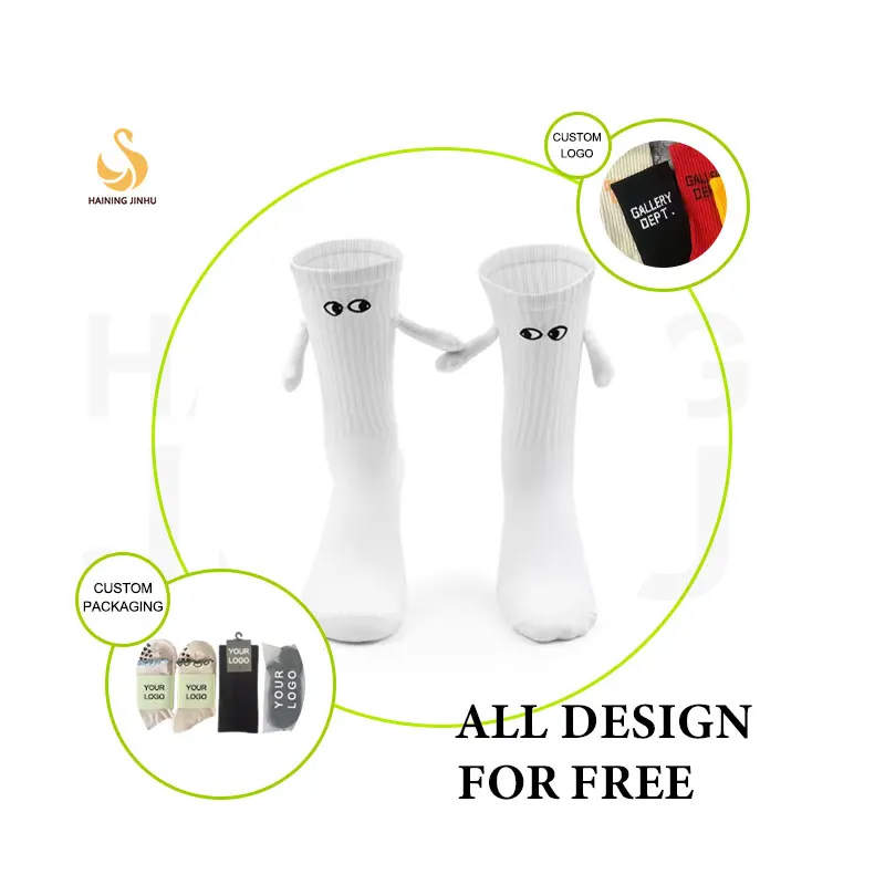 Tiktok Hot Selling Custom Pattern Magnetic Funny Hand in Hand Holding Couple Bestie Friendship Socks